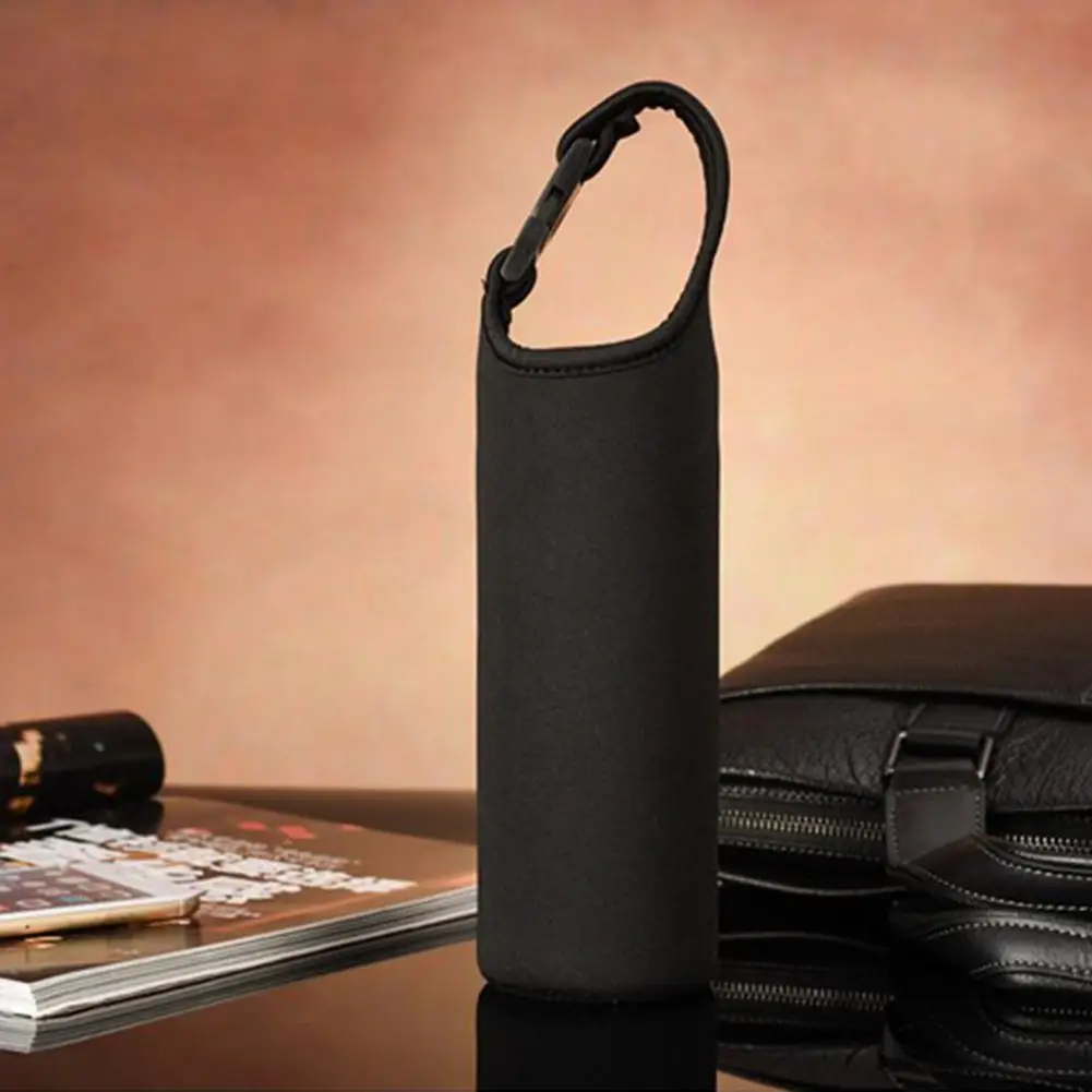 Mounchain 500mL Water Bottle Sleeve Cover Insulated Waterproof Neoprene Bottle Holder Carrier with Buckle Handle Black