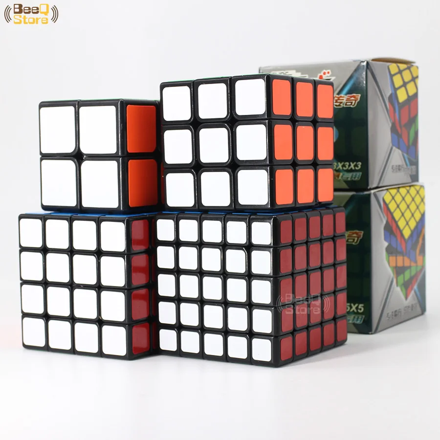 Shengshou ledgen 2x2/oneplus 3/OnePlus x 3 4x4 5x5 Magic Cube 2x2x2, 3x3x3, 4x4x4, 5x5x5, Скорость куб, головоломка, куб Волшебные magico черная игрушка для детей - Цвет: 4 Cubes