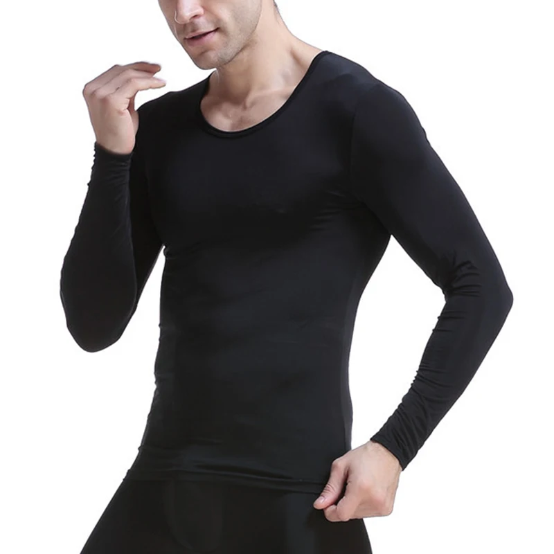 Super Thin Long Sleeve Stretch Sport T Shirt Men Breathable Comfortable Bodybuilding Johns Tops