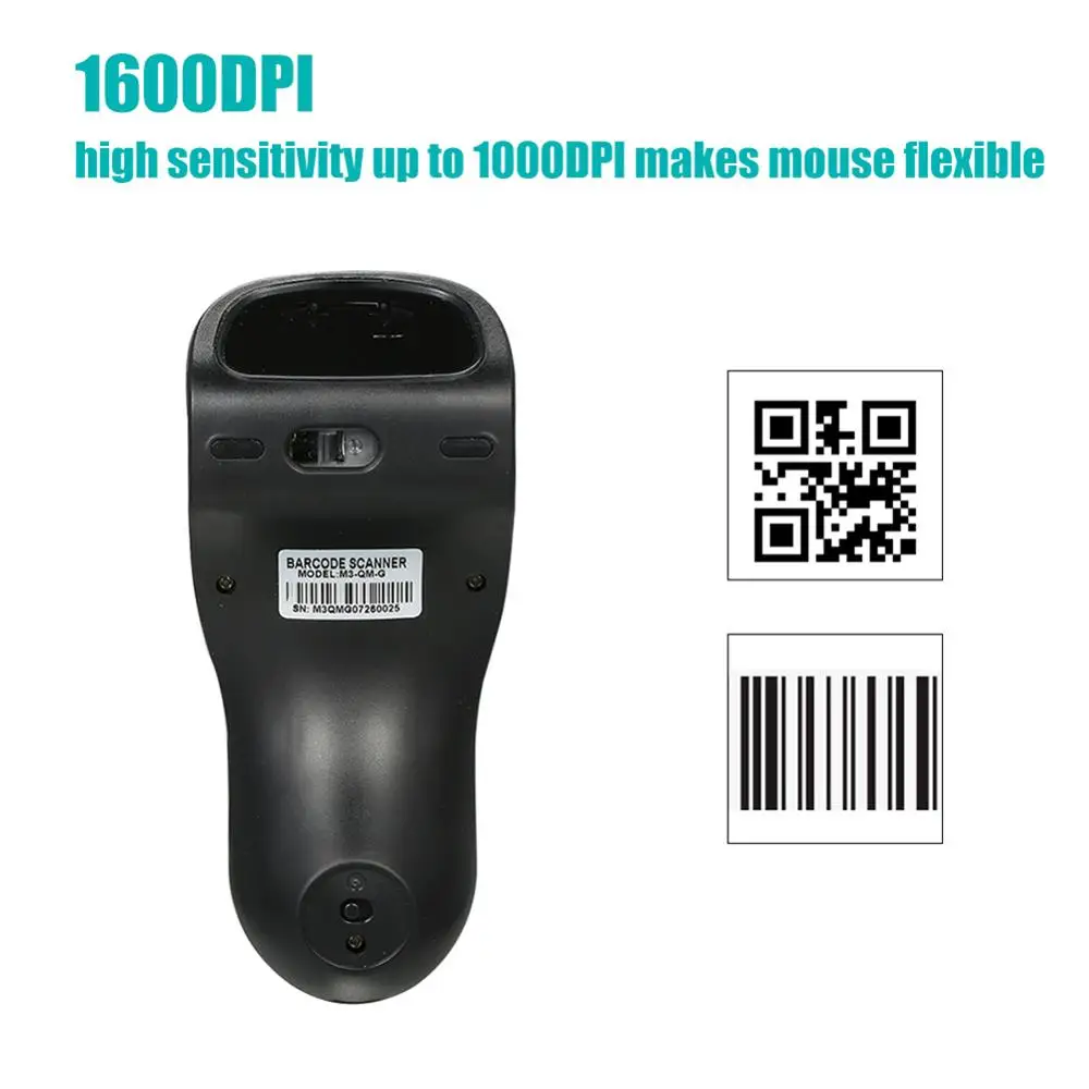 

2.4GHz Handheld USB Wireless Mouse Cursor Barcode Scanner 1D 2D Code Reader