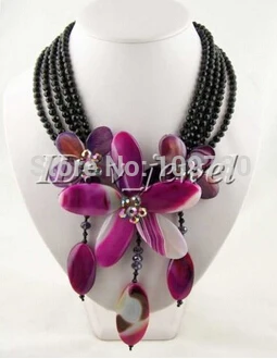 

hot sell > Jade&onyx&crystal flower necklace/earring set