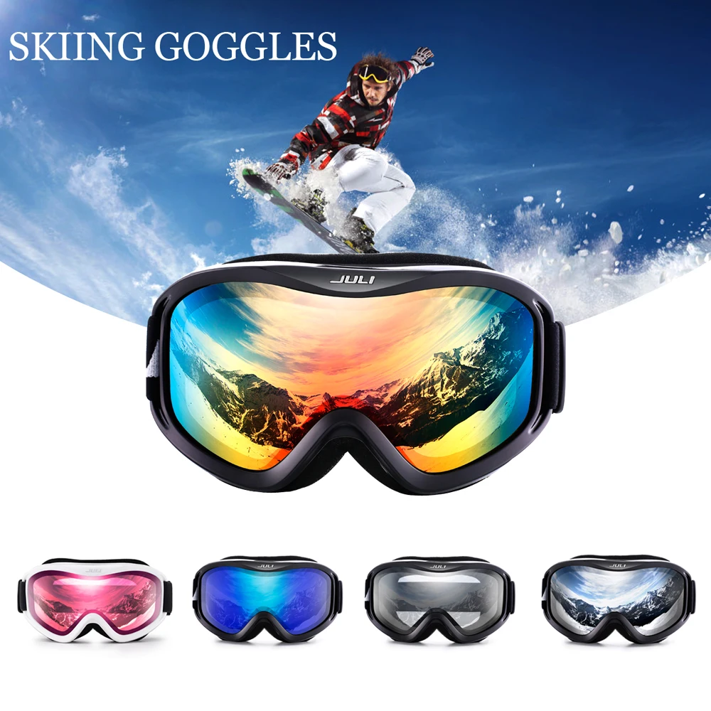 Ski Goggles,Double Lens UV400 Anti fog Ski Snow Glasses Skiing Men ...