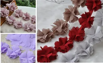 

Free Shipping 2.5" colorful Chiffon Rose Trim,shabby Chiffon Flowers,Hair Accessories Fabric Flower Chiffon Trim 5yards/lot mix