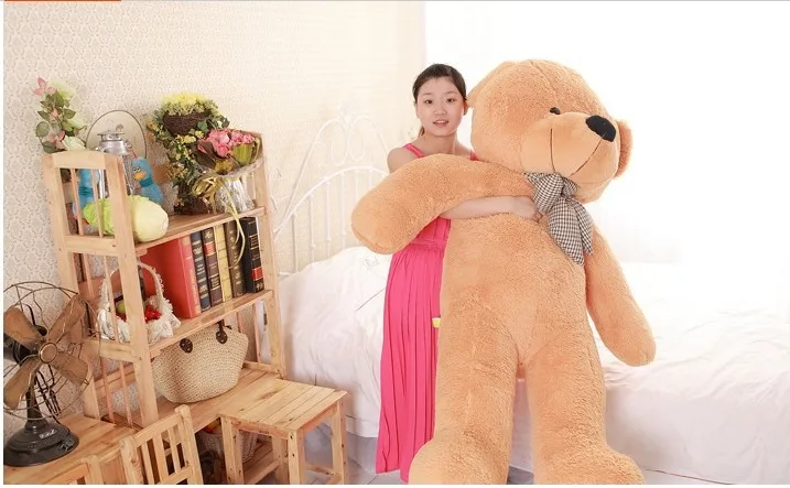 biggest plush light brown teddy bear toy huge big eyes bow bear toy stuffed big teddy