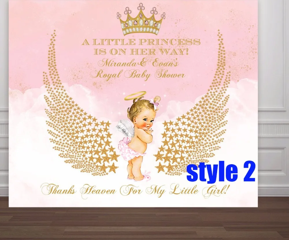 На заказ розовая золотая корона принцессы детский душ 1-й День рождения фон высокого качества компьютер печати вечерние фон
