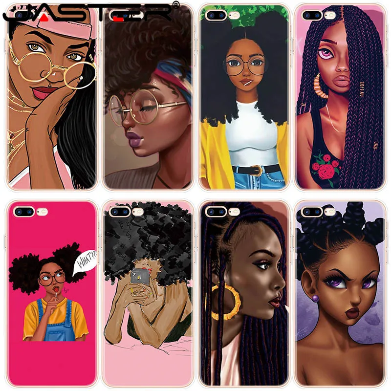 

Afro Girls Black Women Art Silicone Case FOR iPhone XR XS Max X 10 For iPhone 5 5S SE 6S 6 4 4S 7 8 Plus Case For iPhone 8Plus