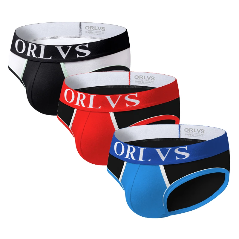 ORLVS 3 шт. сексуальное мужское нижнее белье трусы для геев cueca мужские хлопок