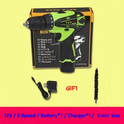 

12V Electric Screwdriver Rechargeable Lithium Battery*1 Parafusadeira Furadeira Cordless Screwdriver Two-speed Power Tools