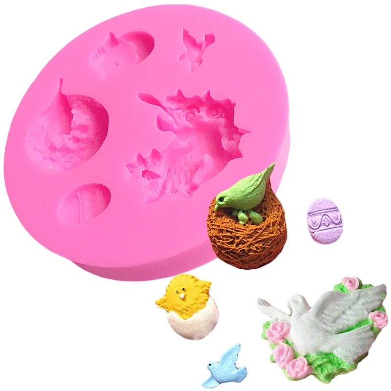 

Cartoon Bird's Nest Pigeon Flower Baking Silicone Mold Moule Silicone Fimo Baking Tools For Cakes Lollipop Cake Decorating Tools