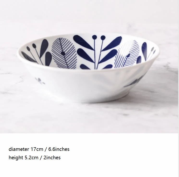 1 предмет ручная роспись Керамика блюдо пластина чаши листья узор под глазури Творческий Сделано в Японии высокое качество - Цвет: 17cm Plate