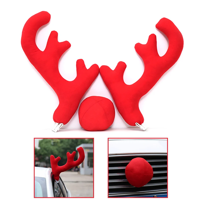 Fashion Christmas Funny Car Decoration Toy Windows Reindeer Antlers Red