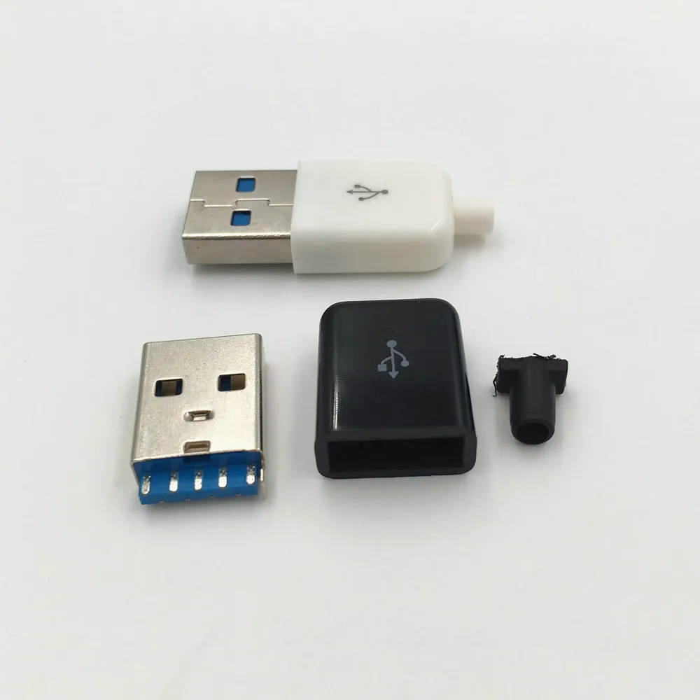 2 комплекта DIY USB 3,0 штекер 4Pin тип сварки разъем 3 в 1 разъем пайки адаптер Белый Черный