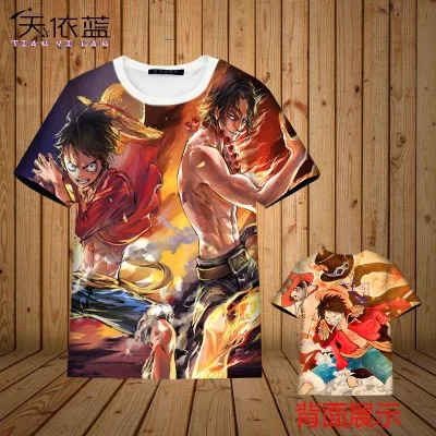 Новые Топы Аниме ONE PIECE косплей футболки летние шорты футболка с длинными рукавами Для мужчин и Для женщин Повседневное Мода Полный Цвет футболка - Цвет: Цвет: желтый