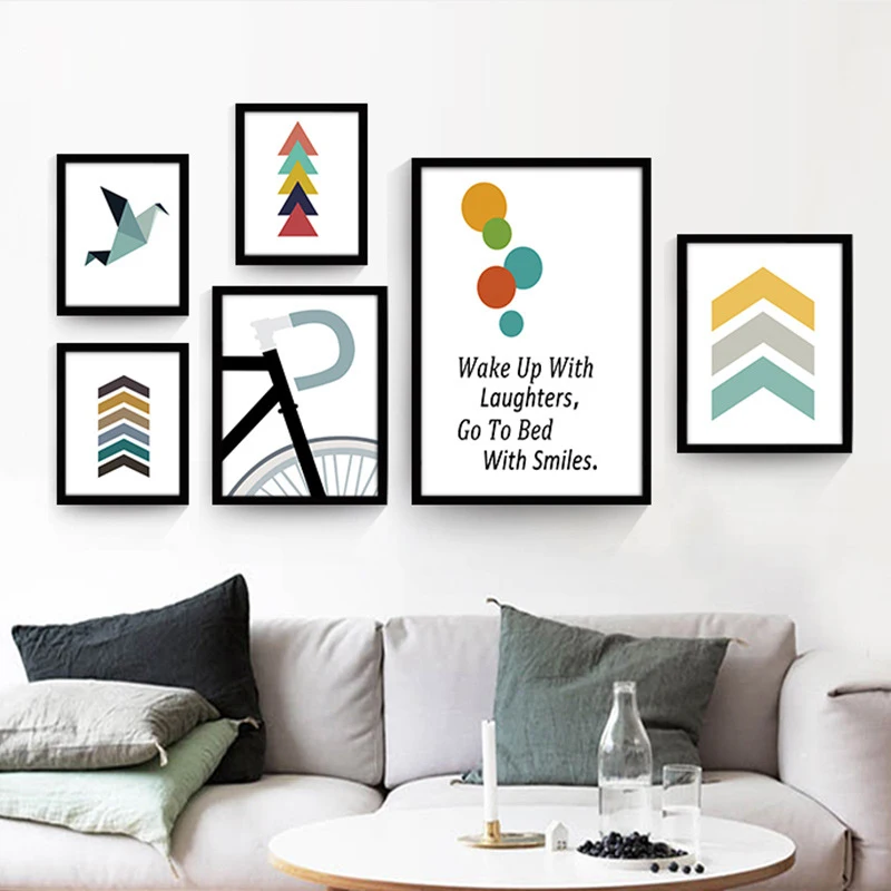 

Nordic Minimalist Abstract Crane Arrow Bicycle Tree Circles Canvas Print Wall Decorative Paintings Art Poster For Home Decor