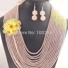 Красивый набор украшений из 13 рядов, африканские Свадебные бусы, ожерелье MN-1168