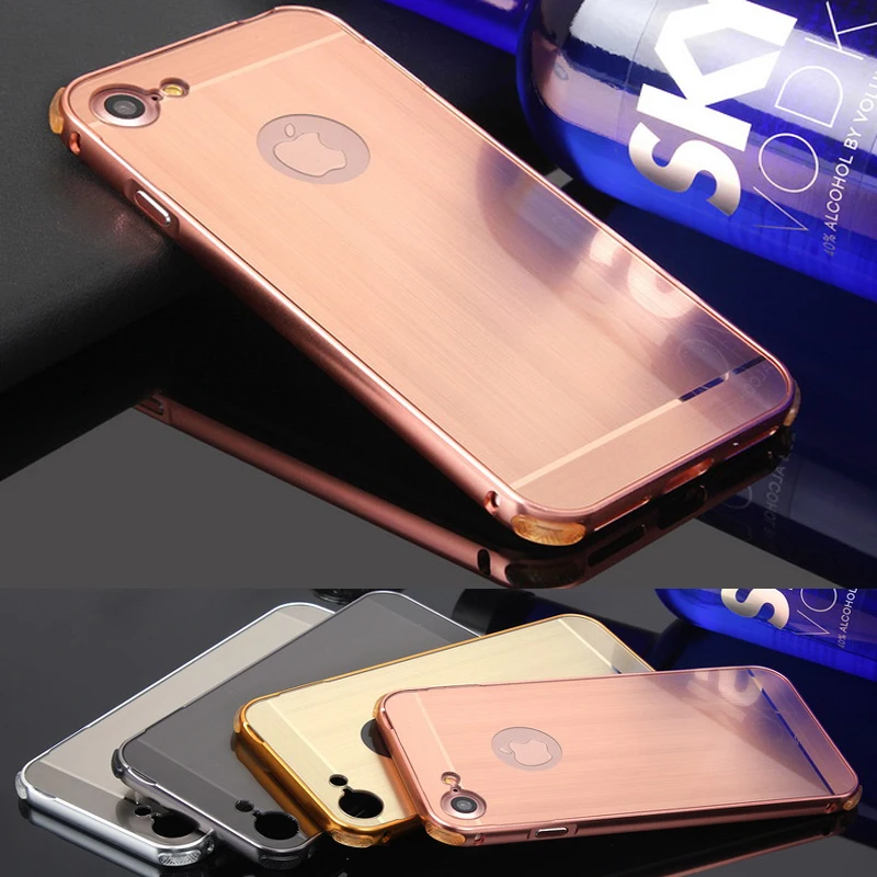 

Phone Case For iPhone 7 Electric Plating Metal Frame and Wire Drawing Effect Acrylic Cases For iPhone 7 4.7 inch