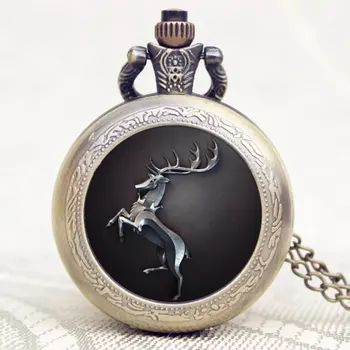 

Fob Watches Hit TV Series Game of Thrones Family Totem Design Quartz Pocket Watch Necklace Chain Vintage Watches Men Women Gifts