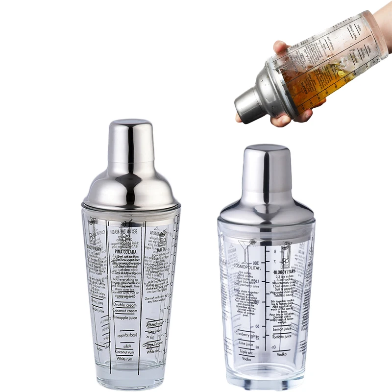 350/400ml Glass Bar Cocktail Shakers Formula Dull Polish Cocktail