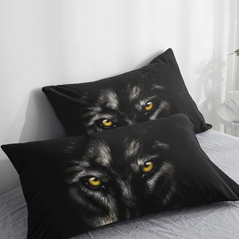 

3D HD Custom Pillow Case,2PCS Pillowcase 50x70/50x75/50x80/70x70,Decorative Pillow Cover Animal Black Wolf eye,Bedding Drop ship