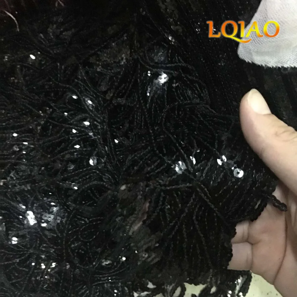Black Tassel Sequin Fabric