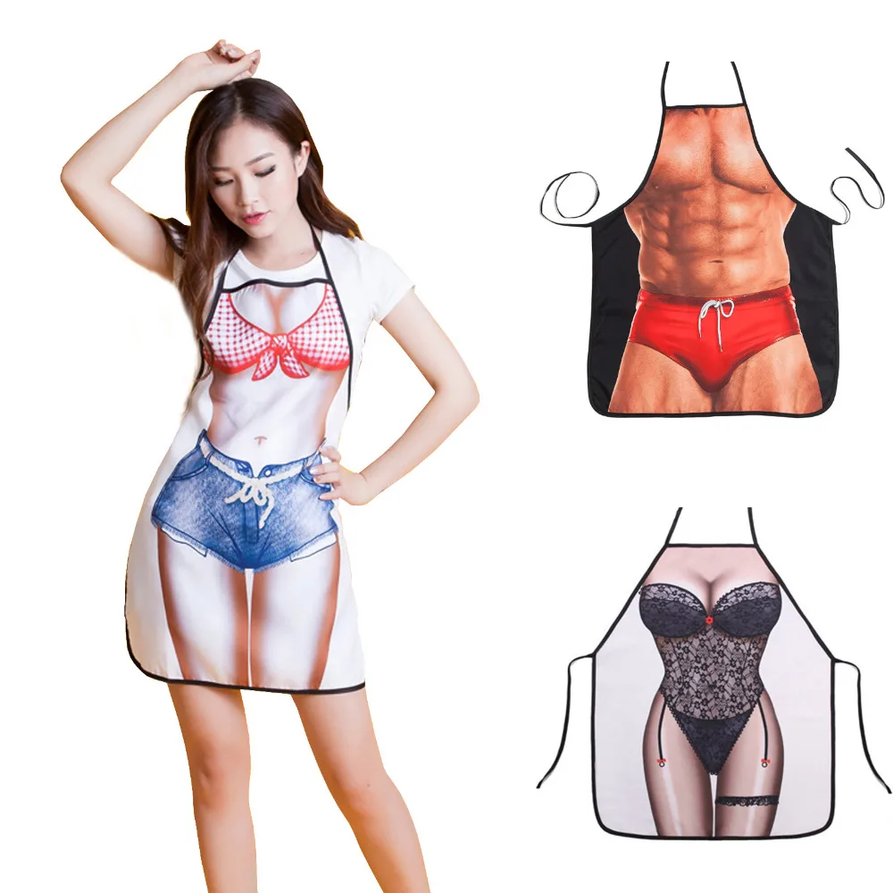 

Waterproof Multicolor Sexy Women Kitchen Apron Funny Men Apron BBQ Fashion Apron Sleeveless Waiter Aprons delantal cocina