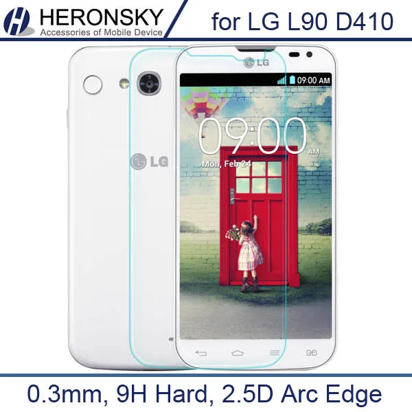 0.3mm Tempered Glass for LG L90 D410 dual SIM 2.5d Arc Edge High Transparent with Clean Tools