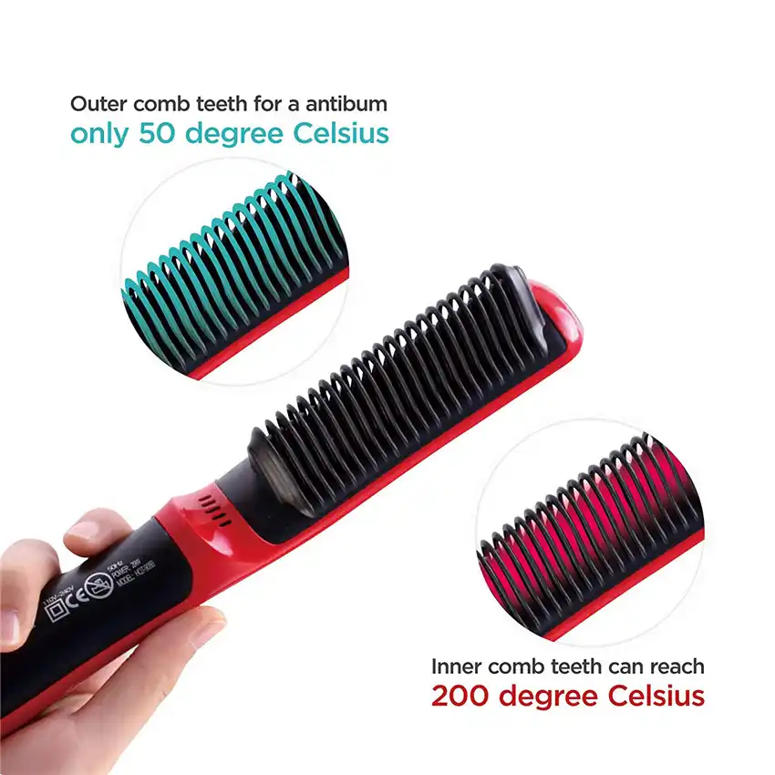 Electric Ionic Beard Straightener Comb Hair Brush Straightening