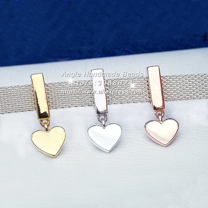 

Fashion Jewelry Reflexions S925 Sterling Silver Golden Rose gold Flowing Heart Pendant Clip Charm For DIY Reflexions Charm Bead