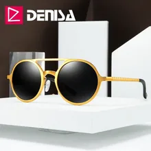 DENISA, очки в алюминиево-магниевой оправе, мужские поляризованные очки в стиле стимпанк, роскошные брендовые круглые солнцезащитные очки, винтажные, UV400, G8200