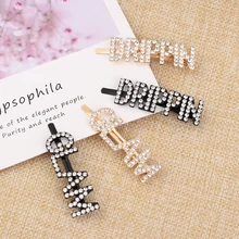 Fashion Crystal Hairpin Shiny Rhinestones GLAM DRIPPIN Letters Hair Clips Hair Accessories for Women Girls