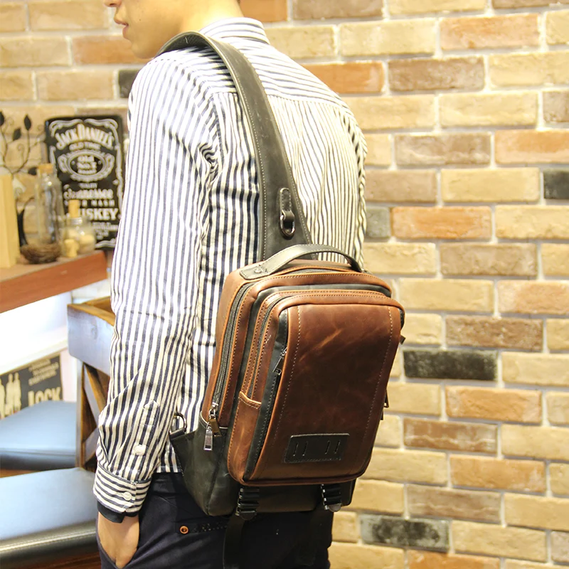 New Design Men's Backpack Single Shoulder Travel Rucksack Cross Body Chest Bag Travel Leisure Bag Vintage Europe Style 4