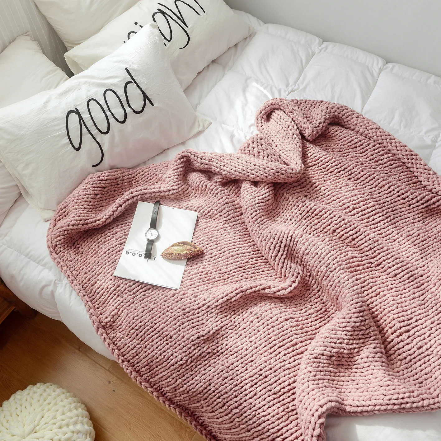 

Thick Line Blanket Hand-knitted Knitted Wool Sofa Towel Blanket Photography Weighted Blanket Christmas Decorations for Home