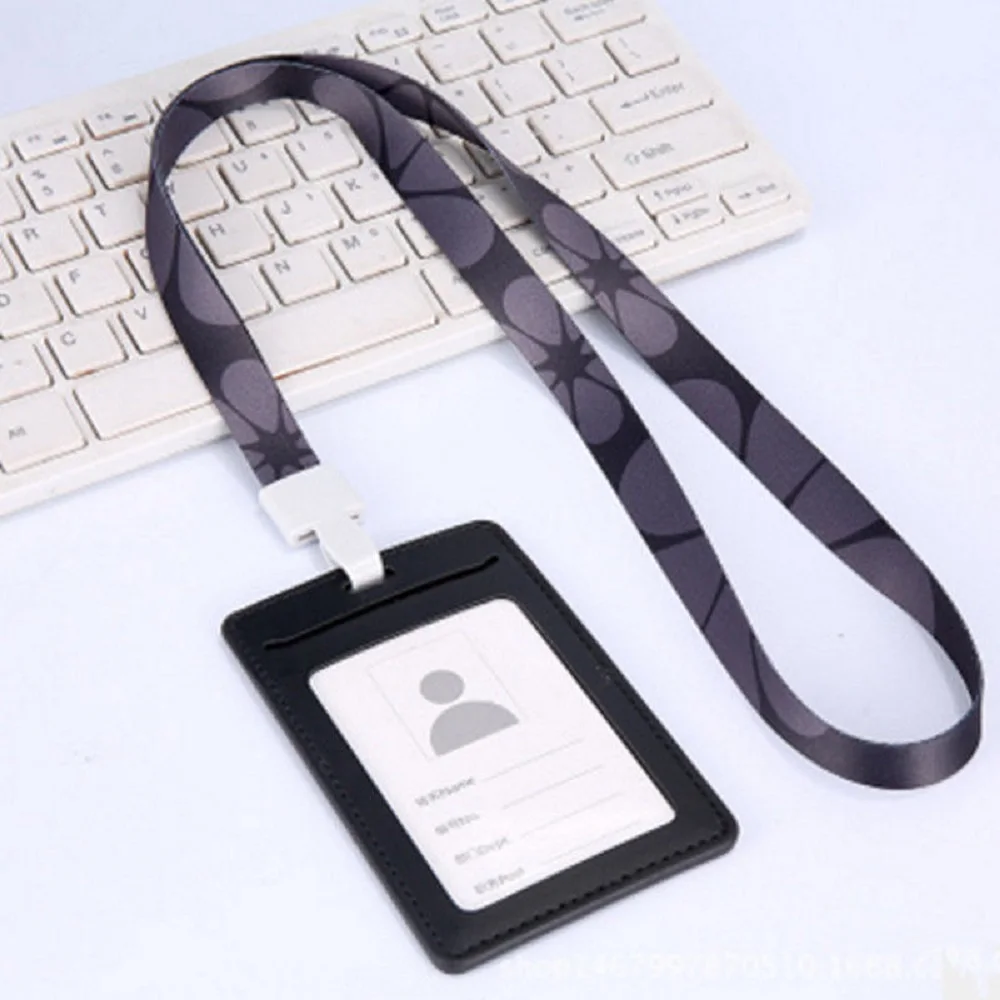 

ID Holders Case Business Badge Card Holder Leather PU with Necklace Lanyard LOGO customize print company&office supplies