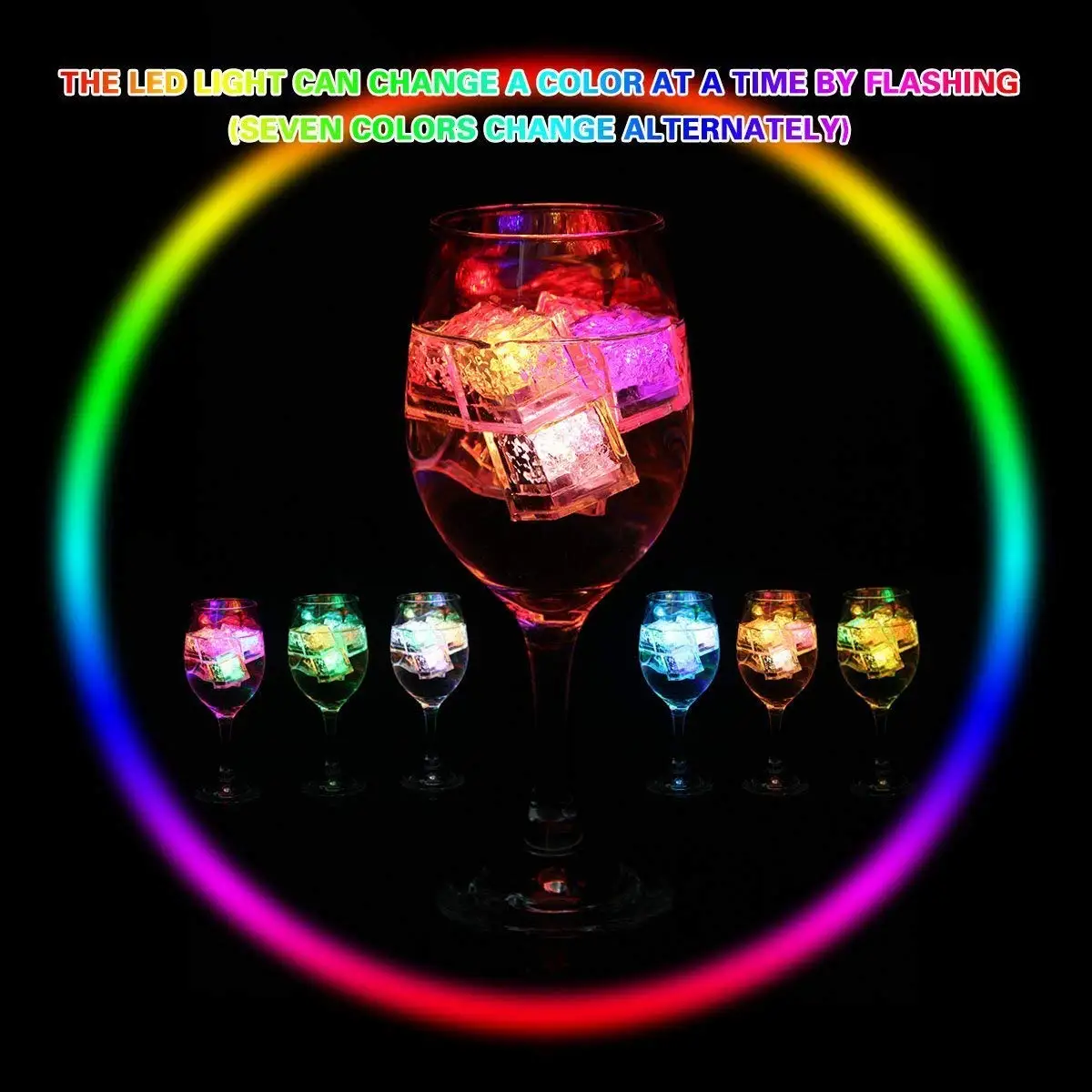24 шт. светодиодный ледяной кубик винный питьевой светильник светодиодный полихромный мигающий ледяной светильник s разноцветный меняющийся декоративный жидкостный датчик светящаяся башня