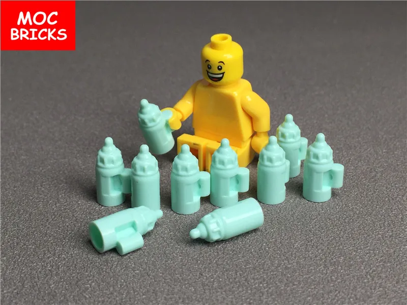

10pcs/lot MOC Bricks DIY Light Aqua Utensil Baby Bottle with Handle fit with 18855 figure building Blocks Bricks Best KIDS Gifts