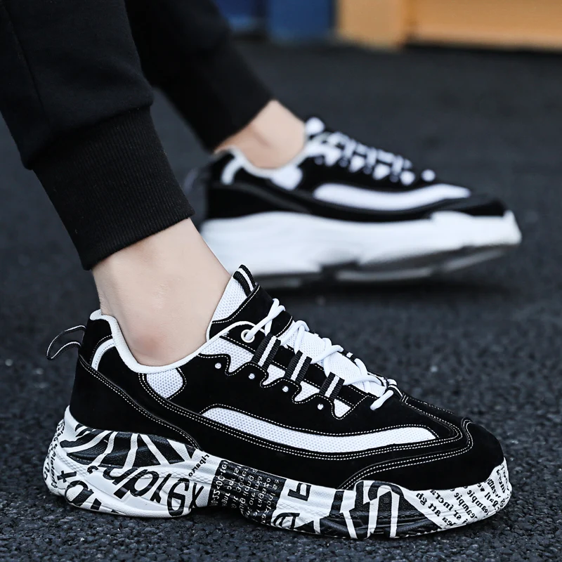 

High Quality Men Vulcanized Shoes Breathable Thick Bottom Platform Shoes Men Zapatos Hombre Sapatos Outdoor Comfortable Sneakers