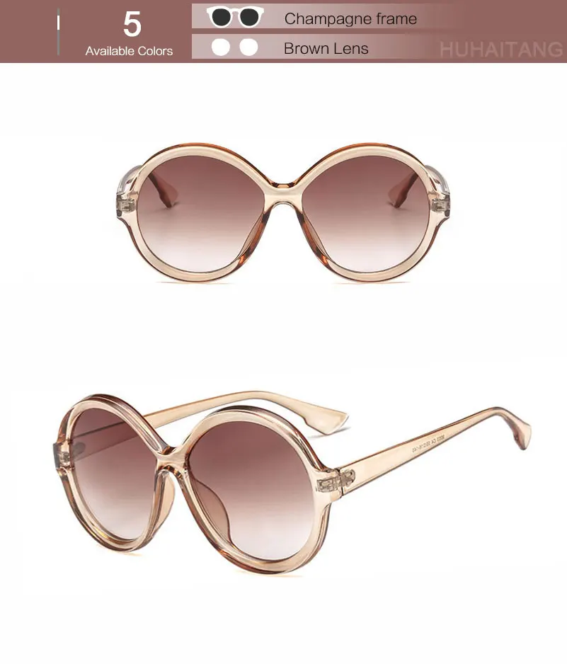 HUHAITANG Роскошные негабаритные Солнцезащитные очки женские винтажные круглые градиентные солнцезащитные очки дамские брендовые дизайнерские солнцезащитные очки для женщин