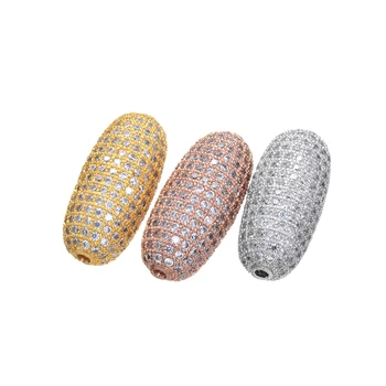 

High quality Gold Filled Big Beads New Fashion Zirconia Large Hole Micro Pave beads fit Jewelry Making Findings Accessories
