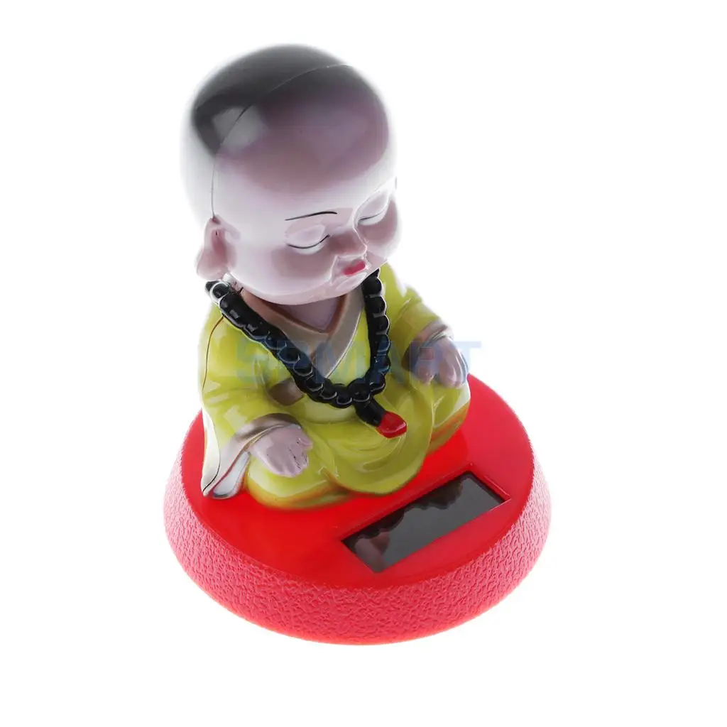 Solar Powered Bobbling Toy Shaking Head Waving Fortune Cat Monk Lion Home/Office/Car Ornament Auto Accessories
