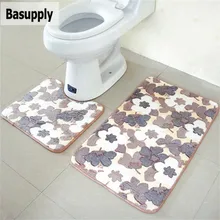 Basupply 2 шт./компл. коврик для ванной комнаты коралловый флис коврик с памятью формы кухня туалет нескользящее напольное ковровое покрытие для ванной комнаты декор