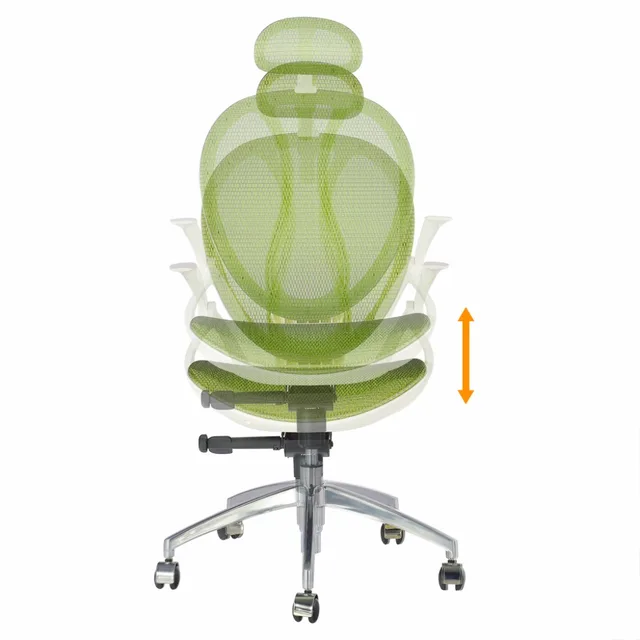 LANGRIA High-Back Swivel Green Mesh Executive Office Chair Computer Chair with 3-Position Locking Adjustable Headrest Armrest -