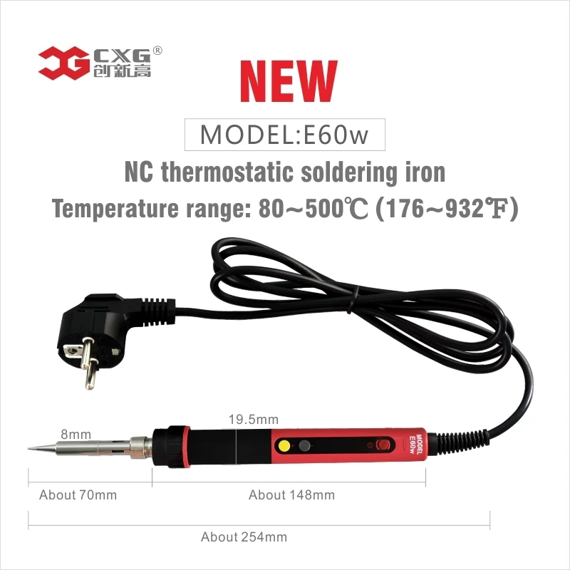 Новейший 110 V/220 V EU/US/AU ROHS CXG E60WT/90WT/110WT ЖК-цифровой светодиодный паяльник с регулируемой температурой+ Наконечники - Цвет: E60WT