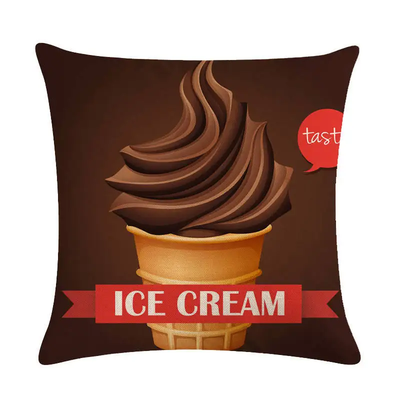 Ice Cream Print Cushion Cover Linen Colorful Pattern Home Decor Decorative Pillowcase for Sofa Couch Bedroom Summer Fresh Style Ice Cream Print Cushion Cover Linen Colorful Pattern Home Decor Decorative Pillowcase for Sofa Couch Bedroom Summer Fresh Style