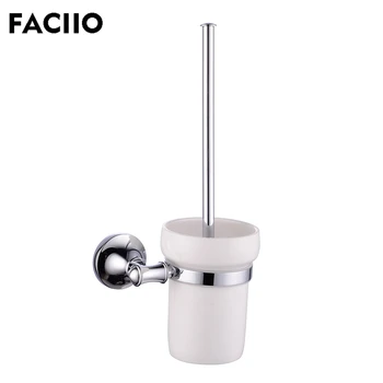 

FACIIO Silver Bathroom Toilet Brush Holders Wall Mounted Brush Toilet with White Acrylic Cup Wall-mounted Metal Holder 5357