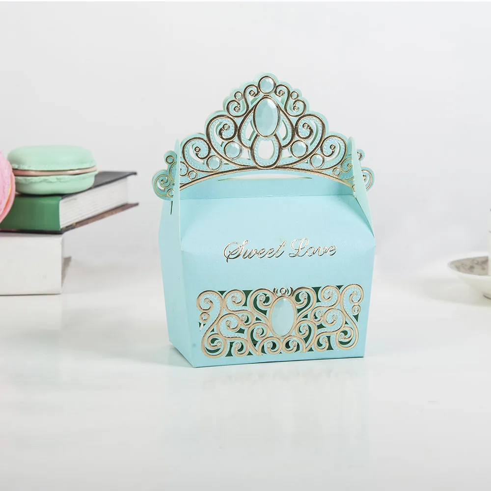 10pcs High Quality Wedding Dragee Box Colorful Cake Packaging Box Paper Gift Boxes for Packaging Wedding Event& Party Supplies - Цвет: Blue