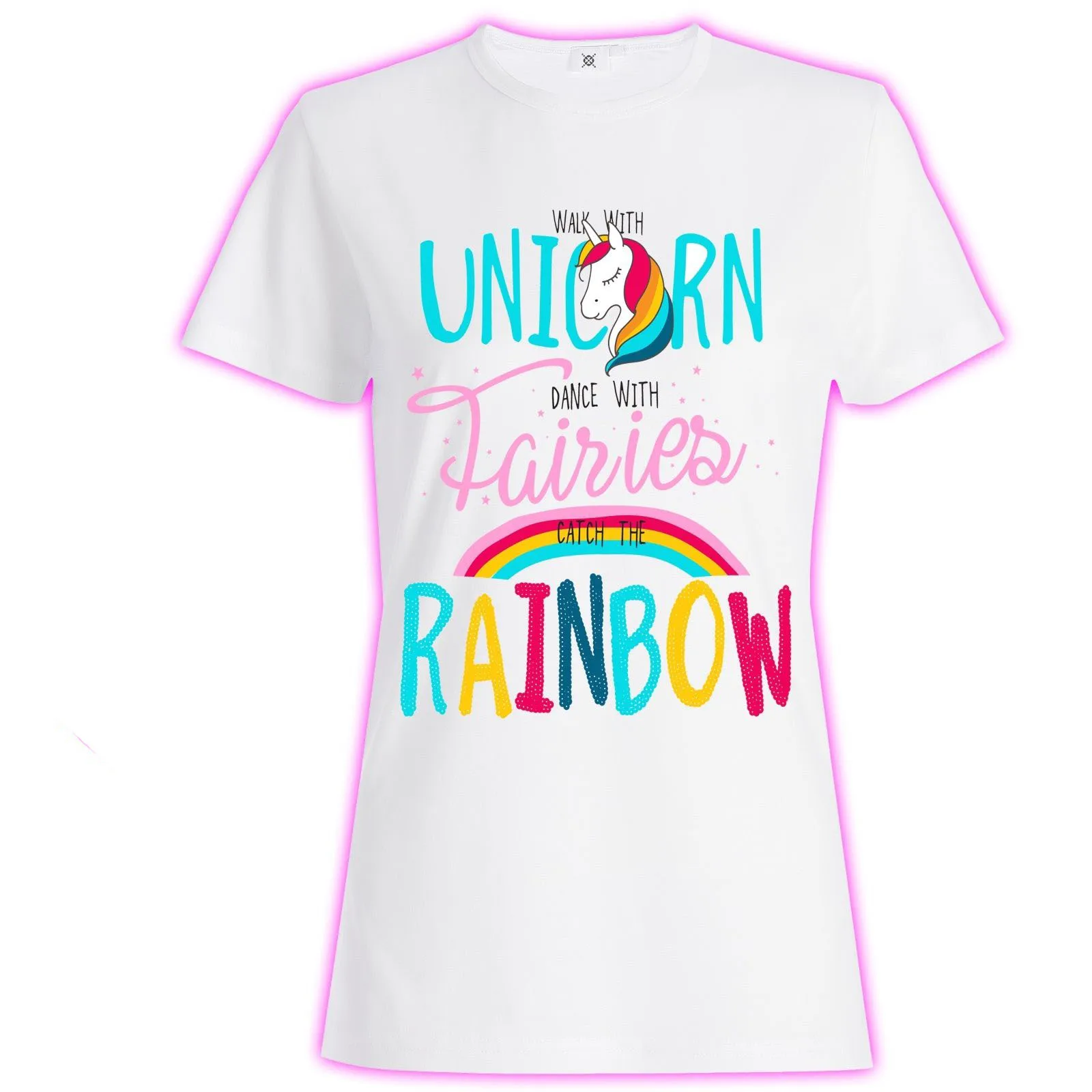 Женщины дамы девушки tumblr Unicorn Радуга Блеск Принцесса знаменитости футболка