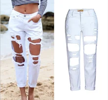 Женские джинсы с открытыми плечами Свободные прямые джинсы BF Nine Pants 2019 Длинные джинсы с длинн