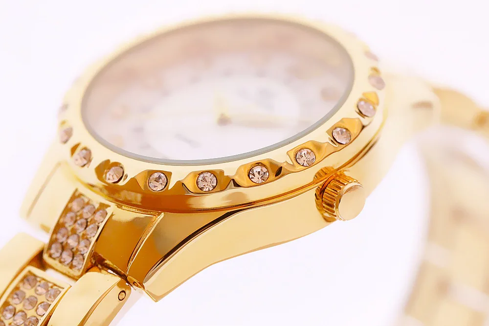Женские часы леди Алмазный платье часы золотые серебряные Нержавеющая сталь наручные часы со стразами Женская обувь с украшением в виде кристаллов часы waches