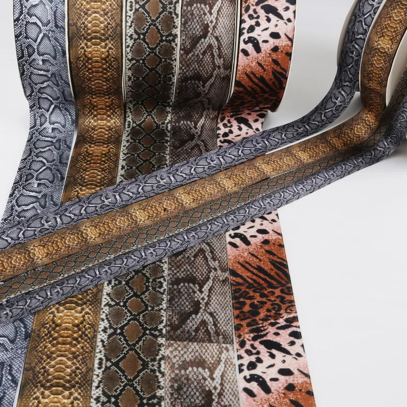 

Hot Sale Snake Skin & Leopard pattern printed Poly Cotton ribbon for Party Home Wedding Decor Gift Wrapping Garment Accessories