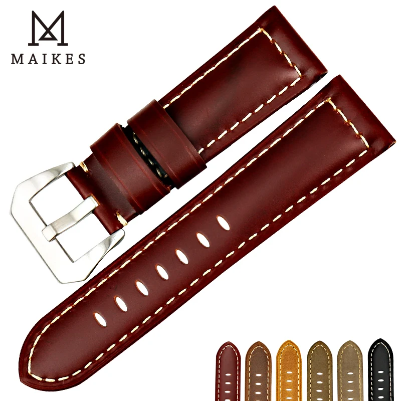 Ремешок для часов MAIKES кожаный аксессуары браслет Panerai 22 мм 24 26 | Наручные часы